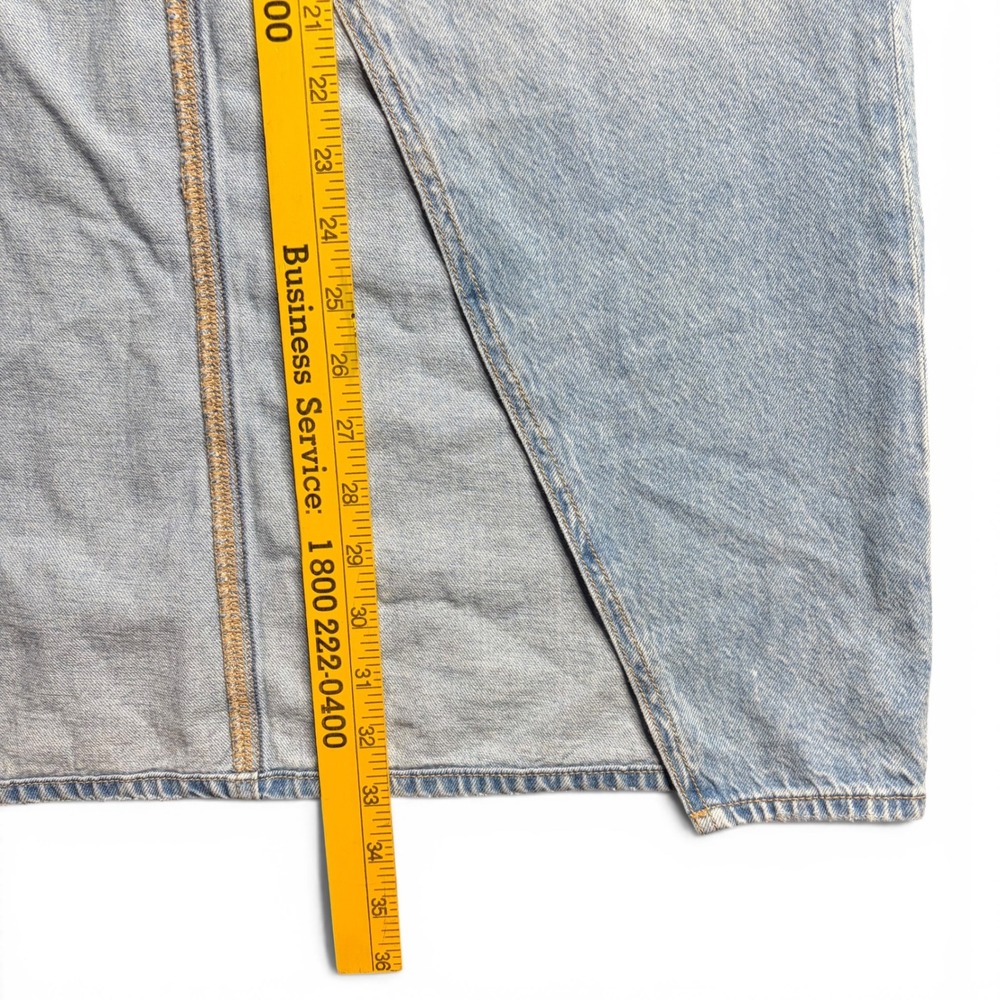American Eagle Womens Low Rise Maxi Denim Skirt Light Wash Front Slit Size 2 - Picture 8 of 10